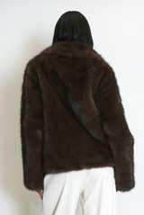 Natural Chunky Lapel Faux Fur Jacket 