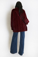 Faux Fur V-Neck Cable Look Coat