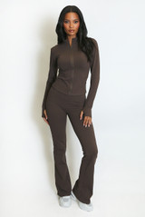 Fleece Lined Active Zip Top with Push Up Flare Trouser