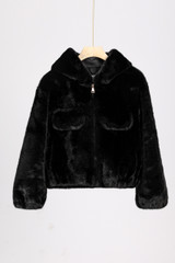 Faux Fur Hooded Bomber Jacket