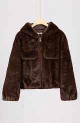 Faux Fur Hooded Bomber Jacket