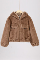 Faux Fur Hooded Bomber Jacket