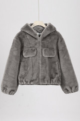 Faux Fur Hooded Bomber Jacket