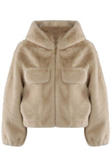 Faux Fur Hooded Bomber Jacket