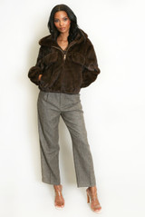 Faux Fur Hooded Bomber Jacket