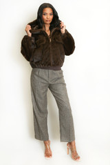 Faux Fur Hooded Bomber Jacket