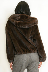 Faux Fur Hooded Bomber Jacket