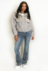 Faux Fur Hooded Bomber Jacket