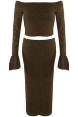 Floral Lace Bardot Top And Maxi Skirt Set