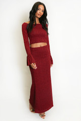 Floral Lace Bardot Top And Maxi Skirt Set