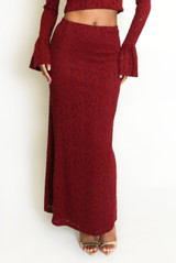 Floral Lace Textured Maxi Skirt