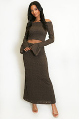 Floral Lace Textured Maxi Skirt