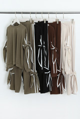 Side Stripe Loungewear Set With Ties