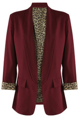 Leopard Print Lined Open Blazer