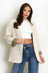Leopard Print Lined Open Blazer