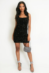 Sequin Lace Back Mini Dress