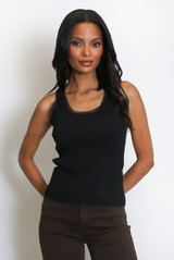 Fine Knit Vest With Heart Lace  Fine Knit Vest With Heart Lace