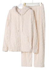 Textured Teddy Zip Hoodie And Trouser Lounge Set