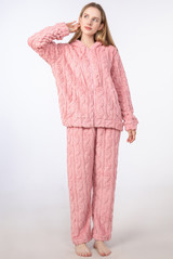 Textured Teddy Zip Hoodie And Trouser Lounge Set