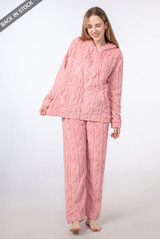 Textured Teddy Zip Hoodie And Trouser Lounge Set