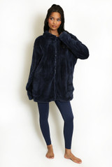 Longline Teddy Zip Hoodie 