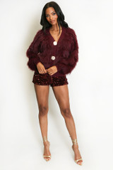 Soft Faux Fur Panelled Cardigan  Soft Faux Fur Panelled Cardigan