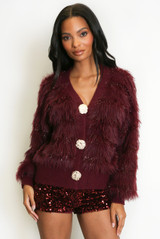 Soft Faux Fur Panelled Cardigan  Soft Faux Fur Panelled Cardigan
