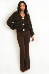 Soft Faux Fur Panelled Cardigan  Soft Faux Fur Panelled Cardigan