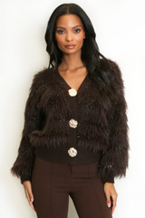 Soft Faux Fur Panelled Cardigan  Soft Faux Fur Panelled Cardigan