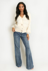 Soft Faux Fur Panelled Cardigan  Soft Faux Fur Panelled Cardigan