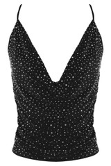 Strappy Cowl Neck Embellished Top Strappy Cowl Neck Embellished Top