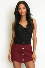 Strappy Cowl Neck Embellished Top Strappy Cowl Neck Embellished Top