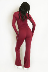 Contrast Lining Zipper Top and Flare Hem Trouser Set Contrast Lining Zipper Top and Flare Hem Trouser Set
