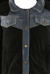 Denim Detail Puffer Jacket  Denim Detail Puffer Jacket