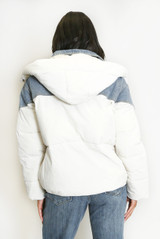 Denim Detail Puffer Jacket  Denim Detail Puffer Jacket
