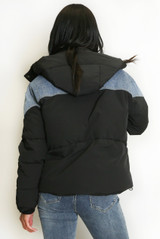 Denim Detail Puffer Jacket  Denim Detail Puffer Jacket