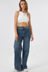 Overlap High Waist Dad Fit Jeans