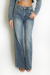 Vintage Denim Cropped Jacket And Wide Leg Jeans Set Vintage Denim Cropped Jacket And Wide Leg Jeans Set