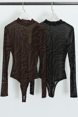 Wavy Diamante Mesh Bodysuit Wavy Diamante Mesh Bodysuit