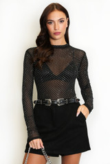Diamante Mesh Long Sleeve Top  Diamante Mesh Long Sleeve Top