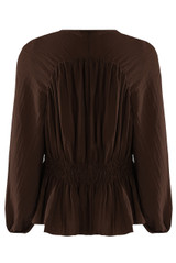 Pleated Detail Peplum Blouse 