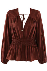 Pleated Detail Peplum Blouse 