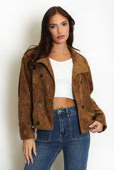 Faux Suede Double Breasted Jacket