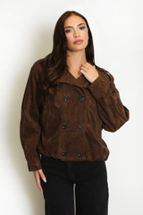 Faux Suede Double Breasted Jacket