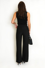 Chain Trim High Waist Wide Leg Trouser Chain Trim High Waist Wide Leg Trouser