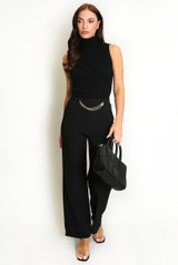 Chain Trim High Waist Wide Leg Trouser Chain Trim High Waist Wide Leg Trouser