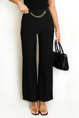 Chain Trim High Waist Wide Leg Trouser Chain Trim High Waist Wide Leg Trouser
