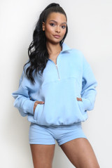 Santa Monica Slogan Half Zip Sweatshirt Santa Monica Slogan Half Zip Sweatshirt