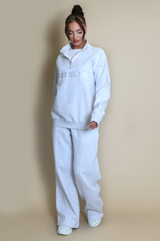 Brooklyn Slogan Half Zip Relaxed Sweatshirt  Brooklyn Slogan Half Zip Relaxed Sweatshirt