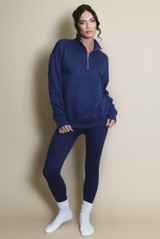 Brooklyn Slogan Half Zip Relaxed Sweatshirt  Brooklyn Slogan Half Zip Relaxed Sweatshirt